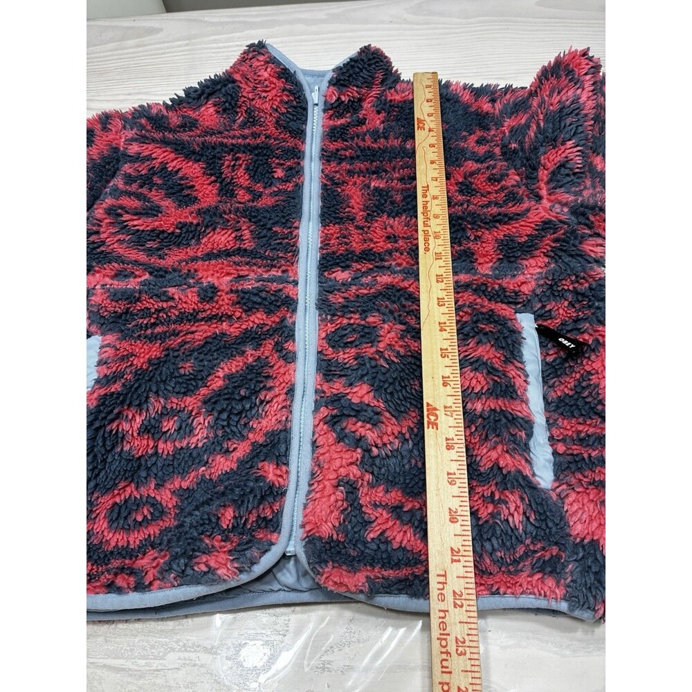 OBEY Teddy Bear Women's Aiden Sherpa Jacket Reversible Sweet Coral Multi Size XS - Picture 10 of 15